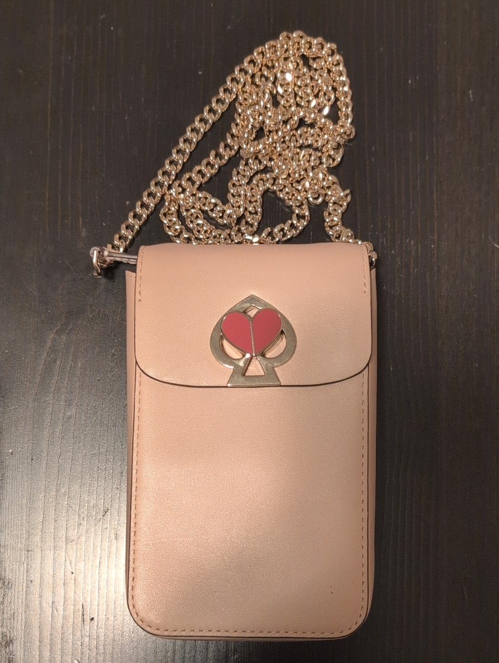 kate spade blush pink crossbody phone bag with gold chain